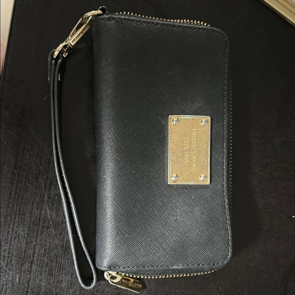 Black Leather Wristlet Wallet